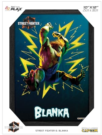 Level Up Labs Pixel Frames PLAX: Street Fighter 6: Blanka, 3D-gerahmtes Linsenraster-Poster, 25,4 x 30,5 cm