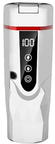 perfk Taza calefactora para Coche, Taza calefactora portátil a Prueba de Fugas, Agua fría, 500ml, 12V, 24V, Taza de Viaje calefactable para Preparar café, Blanco