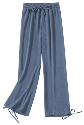 Jamron Donna Taglie Forti Pantaloni a Vita Alta a Gamba Larga Pantaloni Casual Larghi Elasticizzati con Coulisse