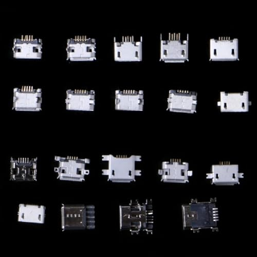 KSOPUERT Set di 60 prese micro USB da 12 tipi, connettore jack femmina, USB B fai da te di ricambio