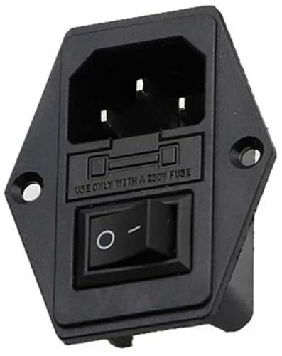 Kaltgeräte Einbau-Buchse C14, mit Schwarzem Schalter und Sicherung, 3-Pin 220-250V/10A Audio Kaltgeräte-Buchse Einbau Kupplung Stecker Buchse, 3-in-1 Einlassmodulstecker mit Schalter.