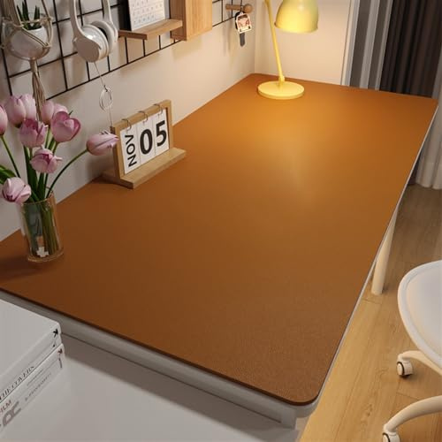 Liveinu Tapis de Souris, Tapis de Bureau, Housse de Protection en cuir PU Antidérapant, Maison et Bureau pour Ordinateur Portable, Brun, 50x80cm