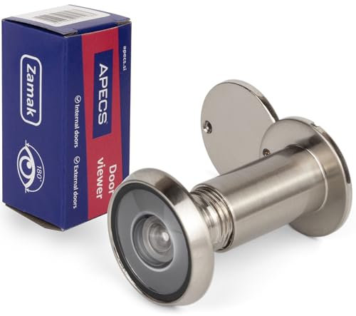 APECS Türspion mit Sichtschutz für Tür 35-60mm Bohrloch - Ø16mm Nickelfarbe Türspionabdeckung Modell 6016/35-60-NIS