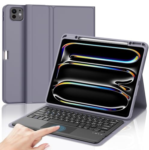 Tastiera iPad Pro 13 M4 2024 con Touchpad, Custodia con Tastiera iPad Pro 13 2024, Cover Tastiera Trackpad Italiano Bluetooth Staccabile per iPad Pro 13 (M4) 2024, Viola lavanda