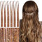 WENNALIFE Hair Tinsel, Goldbraun 120CM Haar Lametta 1200 Glitzer Haarsträhnen Kit Glitzersträhnen für Haare Festival Party Haar Glitzer Tinsel Hair Fairy Hair für Mädchen