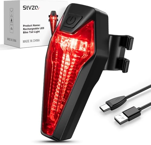 Amitor Rücklicht Fahrrad mit Bremslicht, StVZO Zugelassen Fahrrad Rücklicht LED USB C Aufladbar Batterie, IPX6 Wasserdicht Fahrrad Rückleuchte, Fahrradlicht Hinten Sattelmontage für MTB/Rennrad/Ebike