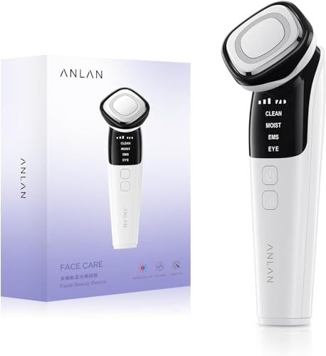 Gesichtsmassagegerät Gegen Falten, ANLAN Blau und Rotlichtlampe Gesicht EMS Gua Sha Elektrisch 42℃±3℃ Wärme Eye Massagegerät Gesicht 4 Modi Face Massager Face Lifting Anti Aging Gerät