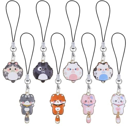 BEEFLYING 8 Stück süße Handyanhänger Kawaii-Dinosaurieranhänger Riemen ästhetische Y2K-Handyanhänger Zubehör für Tasche Schlüsselanhänger Airpods Kamera Geldbörse Dekor (gemischte Farben)