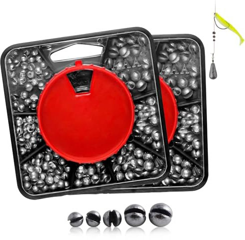 2 Scatole Piombi da Pesca Shots 120g 7 Dimensioni Piombo Pesi con Scatola Portaoggetti,Piombini Pesca Rimovibile Pesetti per Stabilizzare la Linea e L'esca(0,4g/0,5g/0,6g/0,8g/1g/1,2g/1,5g)
