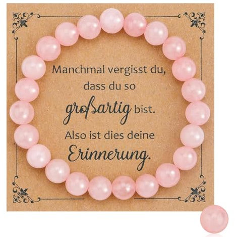 Onperpoe Bracelet de perles en quartz rose pour votre petite amie - Cadeau d'anniversaire pour votre meilleure amie, élastisch, Pierre naturelle, Rose