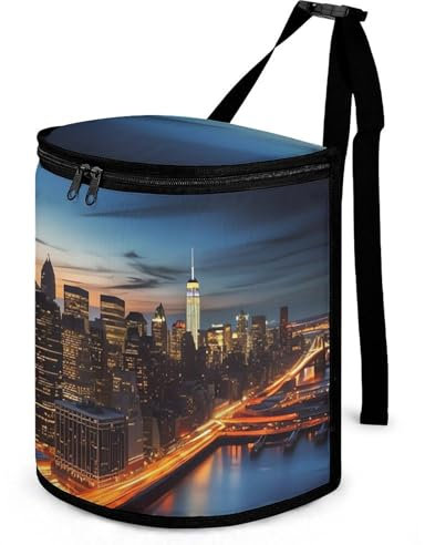 JTREHY Poubelle de voiture, motif paysage de la ville de New York, sac de rangement multifonction étanche et étanche pour voiture, camion, SUV, maison