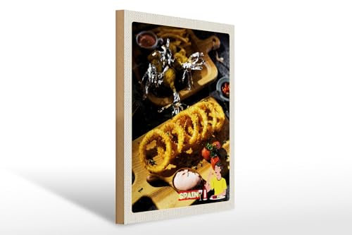 Femer Placa de madera de viaje 30 x 40 cm España calamar pollo plato