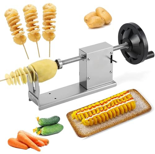 Spiral-kartoffelschneider, Elektrischer Kartoffelschneider – Manueller Gedrehter Kartoffelschneider Aus Edelstahl, Spiral-gemüseschneider, Pommes Frites – Einfach Zu Verwendender Spiralschneider
