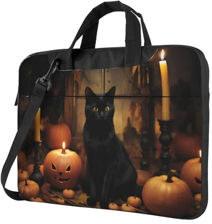 Sacoche pour ordinateur portable motif chat noir pour homme et femme, sacoche élégante pour ordinateur portable de 13, 14, 15,6, Motifs 3D, Laptop Bag