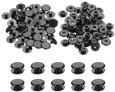 PATIKIL M5x3mm Goujon En Plastique, 50 Ensembles Vis Chicago En Plastique Rivet À Presser Pour Cuir Albums Photos Scrapbook, Noir