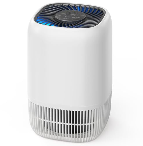 AROEVE Purificador de Aire con Filtro HEPA H13 de 3 Etapas, con un Consumo de Energía de tan solo 5W, Silencioso a 22db con Aroma, Combate el Polen, el Humo y el Pelo de Mascotas