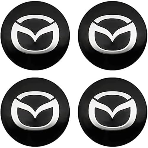 HALOUJQK 4 Stück Auto Radkappen für Mazda 2 3 5 6 MX5 MX30 CX3 CX30 CX5 50 7 8 9 RX8 60mm, Auto Radnabenkappen, Auto Radnabendeckel Felgendeckel Felgenkappen Wasserdicht Staub Nabendeckel Autozubehör