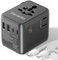 Universal Travel Adapter Plug with 5 USB Ports, Travel Plug with 3 Type-C and 2 USB-A, 70W PD Fast Charging International Power Adapter, All-in-One Worldwide Travel Plug for UK US EU AUS Asia