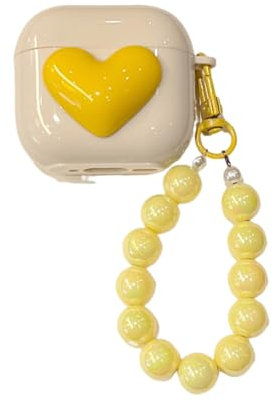 Lovely Cute Yellow Heart Pattern Protective Cover Accessories Case for Honor Earbuds X5