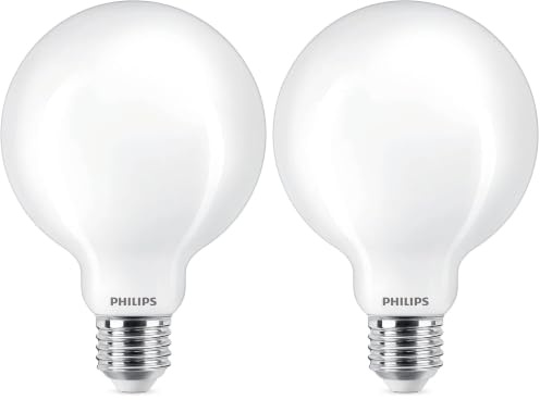 Philips LED Classic E27 Filament Lampe (120 W), matte LED Lampe in Globe-Form mit warmweißem Licht, energiesparende LED Beleuchtung mit langer Nutzlebensdauer (Packung mit 2)