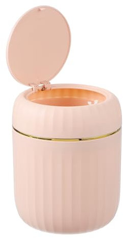 sourcing map Mini poubelle avec couvercle, petite poubelle de recyclage de bureau, 2,2 l, convient pour bureau, salle de bain, cuisine, salon, chambre à coucher, rose