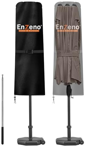Enzeno Doppelsonnenschirm Schutzhülle,Abdeckung für Sonnenschirm 165×50/62 cm | Extrabreite Abdeckhauben für XXL-Schirme,Sonnenschirm hülle mit Winddichter Schnalle