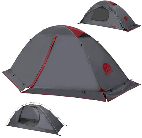 4 Jahreszeiten 1-2 Person Kuppelzelt, Leichtes Wasserdichtes Zelt Camping | Kleines Packmaß, Ultraleicht Zelt, 1 Mann, Wasserdicht, Einfacher Aufbau, für Trekking Outdoor, PU5000,Winterfest, Schneefest