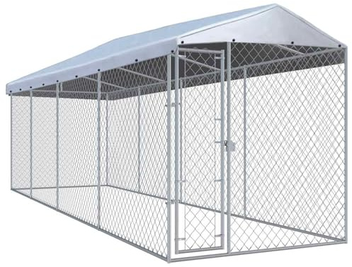 Gecheer Large Dog Kennel Exercise Playpen Chain Link Mesh Galvanised Steel Safe Ventilated Model145031