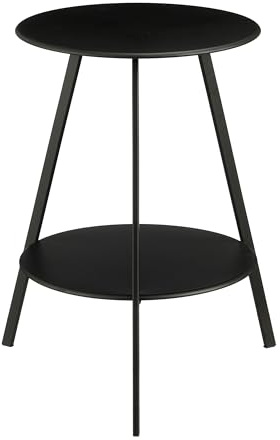 MICA Decorations Seatle Beistelltisch rund für Außen – Couchtisch – Auch als Plant Stands – Metall – 58 x 46 cm – Schwarz
