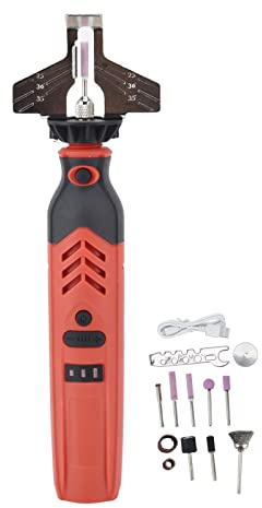 Nikou Kit per Affilare Motosega Elettrica, DC 3.6V Affila Catena a Batteria | Affilatura per Motoseghe a Mano, 5.000–18.000 Giri/Min, Set di Strumenti USB per Affilare Catene, Senza Fili, Rosso