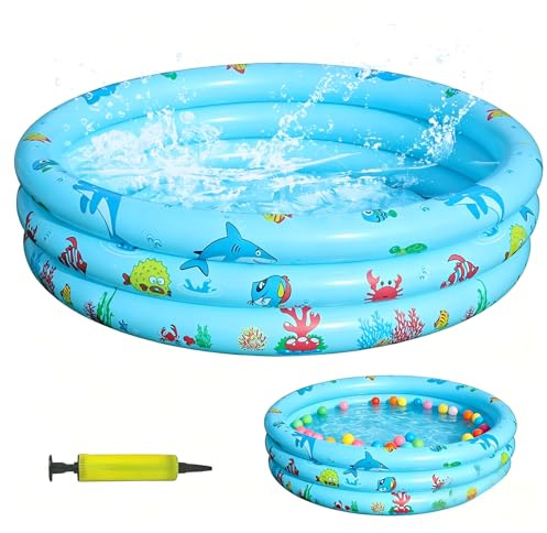 panemy Piscina Hinchable Infantil Summer 80x80x22cm,Piscina Hinchable de Bebés,Piscina Redonda para Bebé Material de PVC Engrosado,Apto para Uso Interior o Exterior (Tiburón)