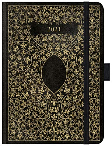 Premium Timer Big Antik - Schwarz 2021: Hochwertiger Buchkalender. Terminplaner mit Wochenkalendarium, Gummiband und Stifthalter. 12 x 17 cm