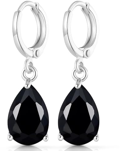 Crystalline Azuria Schwarz Tropfenform Ohrhänger Ohrringe mit Zirkonia Kristalle 18 kt Weiß Vergoldet für Damen