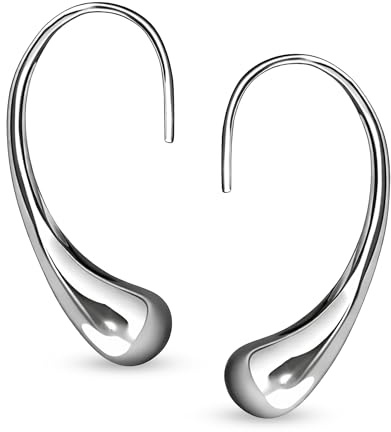 Vinani Damen Ohrringe 925 Silber - Tropfen Ohrhänger mittel glänzend schlicht - aus 925 Sterling Silber für Frauen - OTD