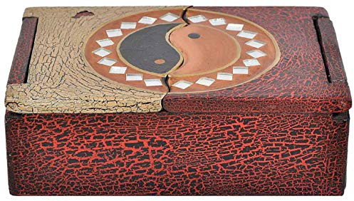 Woru Schatulle aus leichten Albesia-Holz, handbemalt, Buddha oder Yin & Yang (Ying Yang)