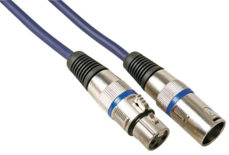 HQ-Power DMX Kabel 10m, XLR männlich-weiblich, vergoldete Stecker, reines OFC Kupfer, 100–110 Ohm, DMX512 kompatibel, für LED Beleuchtung, DJ, Bühne, Theater und Controller