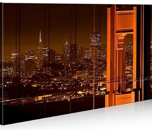 islandburner Bild Bilder auf Leinwand Golden Gate Bridge 1p XXL Poster Leinwandbild Wandbild Dekoartikel Wohnzimmer Marke