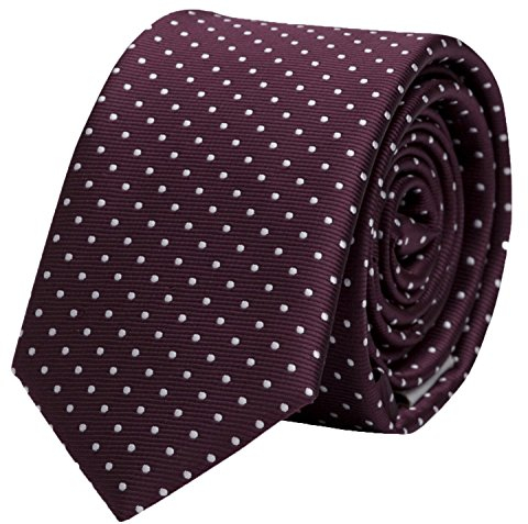 Fabio Farini - Herren Krawatte in 6cm/8cm Breite - Eleganter Schmaler Schlips für jeden Anlass - 6cm Weinrot Weiß