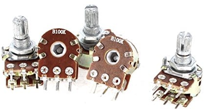 sourcing map a14052200ux0321 5 x B100 K 100 K ohm Metall rotierenden Welle Dual Linear Rotary Taper Potentiometer – wie abgebildet (1) de