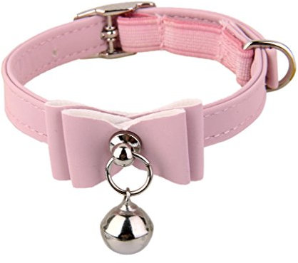 Collier Réglable avec Pendentif Cloche pour Chaton Chat Rose