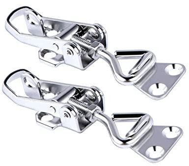 2Pcs 316 Stainless Steel Toggle Latch Clamp Marine Cabinet Boxes Lever Handle Toggle Catch Latch Lock Clamp Hasp