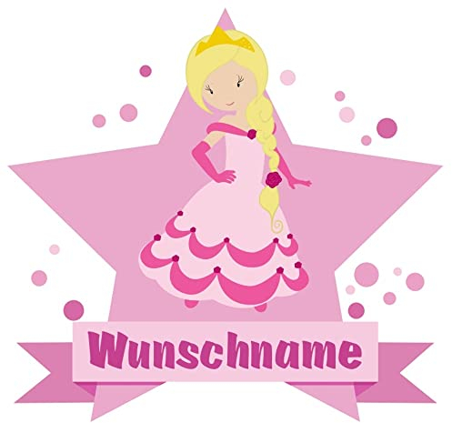 Samunshi® Süße Prinzessin Wandtattoo Türschild mit Name personalisierbar Kinderzimmer Türaufkleber Baby Wandaufkleber - 40x35cm mehrfarbig
