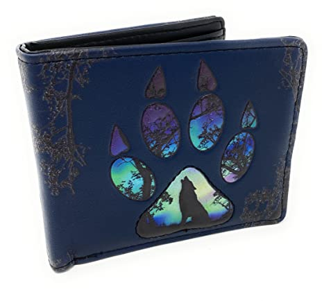 Shag Wear Wolf Paw Tier Geldbörse für Männer und Teenager Jungen Vegan Kunstleder Dunkelblau 11,4 cm breit, Wolf Paw Dunkelblau, Medium, Faltbare Brieftasche