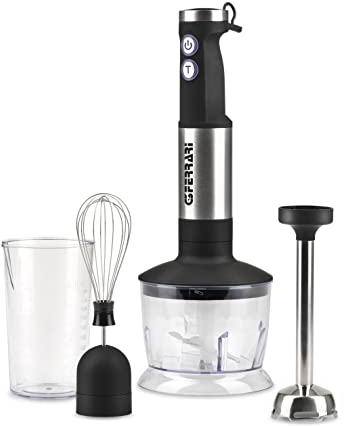 Ferrari G20089 Stelolungo Kit mixeur plongeant 700 W, 500 millilitres, plastique, 2 vitesses, noir/acier