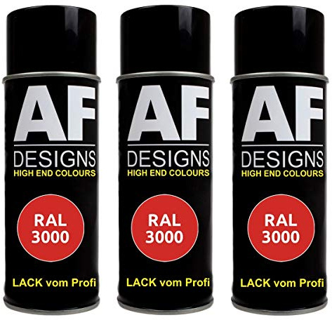 Alex Flittner Designs Spraydose RAL3000 FEUERROT matt, matt | 3er Pack RAL Spraydosen a 400 ml pro Dose