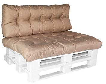 Palettenkissen Palettenauflage Palettensofa Euro Palettenpolster Kissen Europalleten Garten Sitzkissen Rückenkissen Palettenmöbel Schaumstoffflocken MH-DA-03 Beige Rückenkissen 120x40x10/20 cm