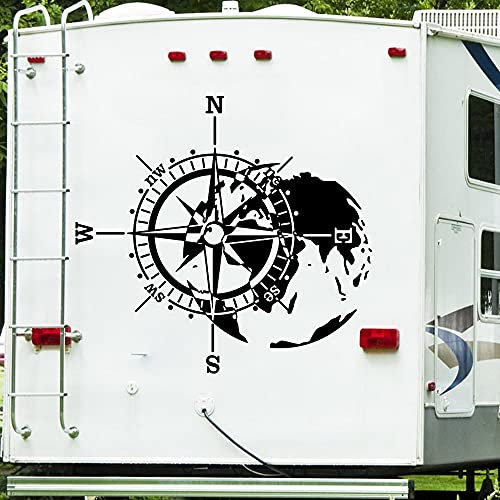 Zdklfm69 Wandtattoo Wandaufkleber Wandsticker Kompass Weltkarte Auto LKW Aufkleber Zeitreisen Offroad Camping Aufkleber Kinderzimmer Vinyl Home Deco 56x53cm
