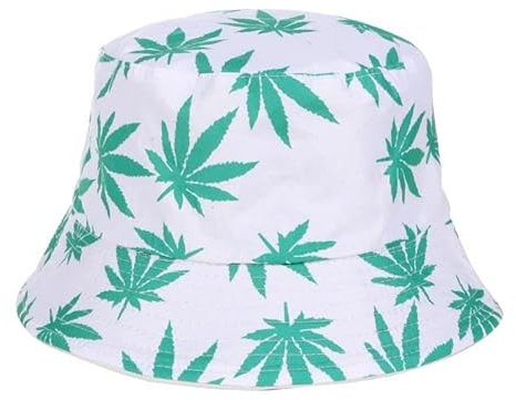 Fischerhüte für Festivals Riesige Auswahl, Weiße Ganja, M/L