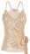 GRACE KARIN Damen Pailletten Tops Glitzer V-Auschnitt Oberteile Sparkle Party Weste Ärmellos Tunika Weste Sequin Tank Top, Farbe: Champagne auf Pailletten, Size L