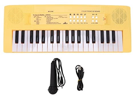 SPYMINNPOO Electronic Piano Keyboard Children 37 Keys Keyboard Piano Educational Instrument Toy with Microphone(yellow)